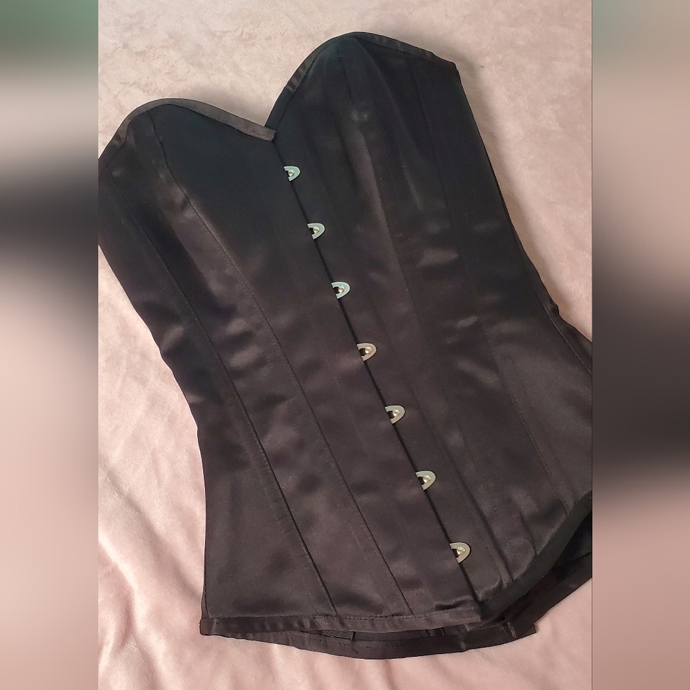 Corset Story - INSTANT SHAPE BLACK SATIN LONGLINE OVERBUST size 24"
